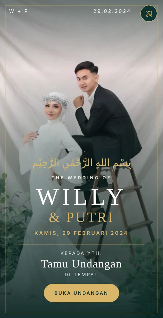 Sampul tema Islami Modern: foto dengan bingkai emas dan tulisan bismillah